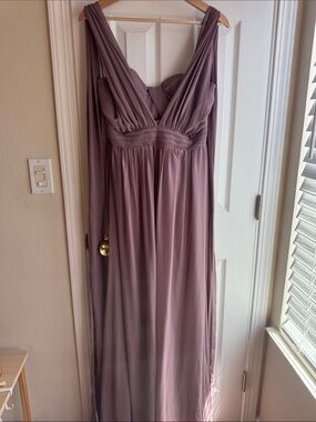 Birdy Grey Bridesmaids Dusty Mauve Maxi Dress with Draped V-Neck